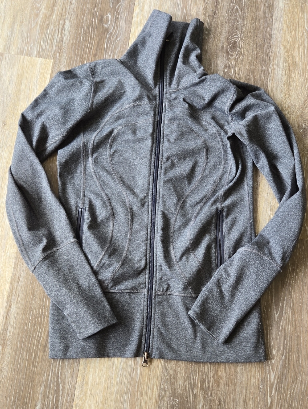 Gray Zip-Up Lululemon Athletic Jacket,,no size dot ,,but Would Fit a size 6 To 8